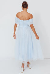 Dreamers & Lovers Off-Shoulder Maxi Dress Powder Blue